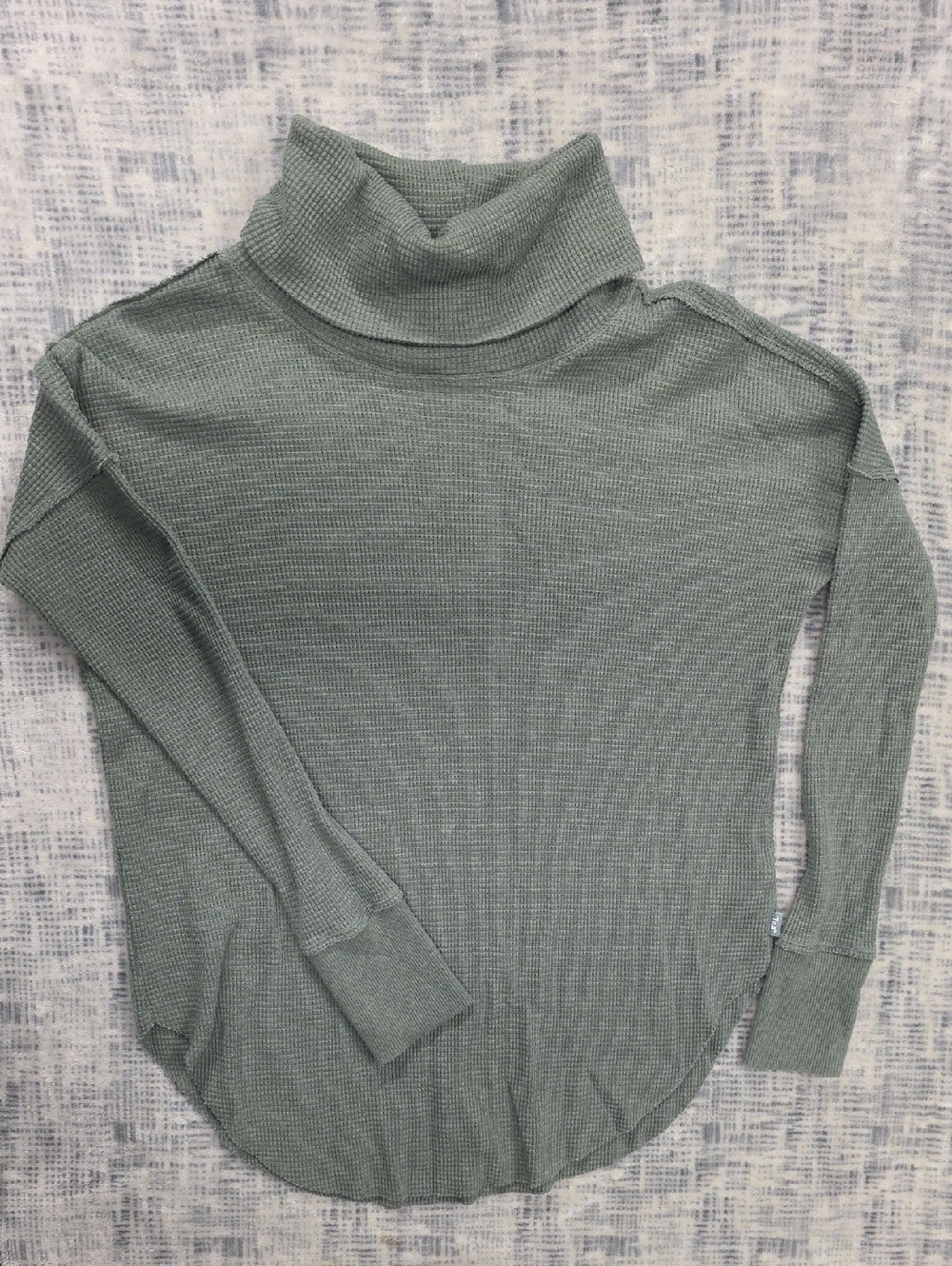 Aritzia Olive Green Waffle Turtleneck Sweater